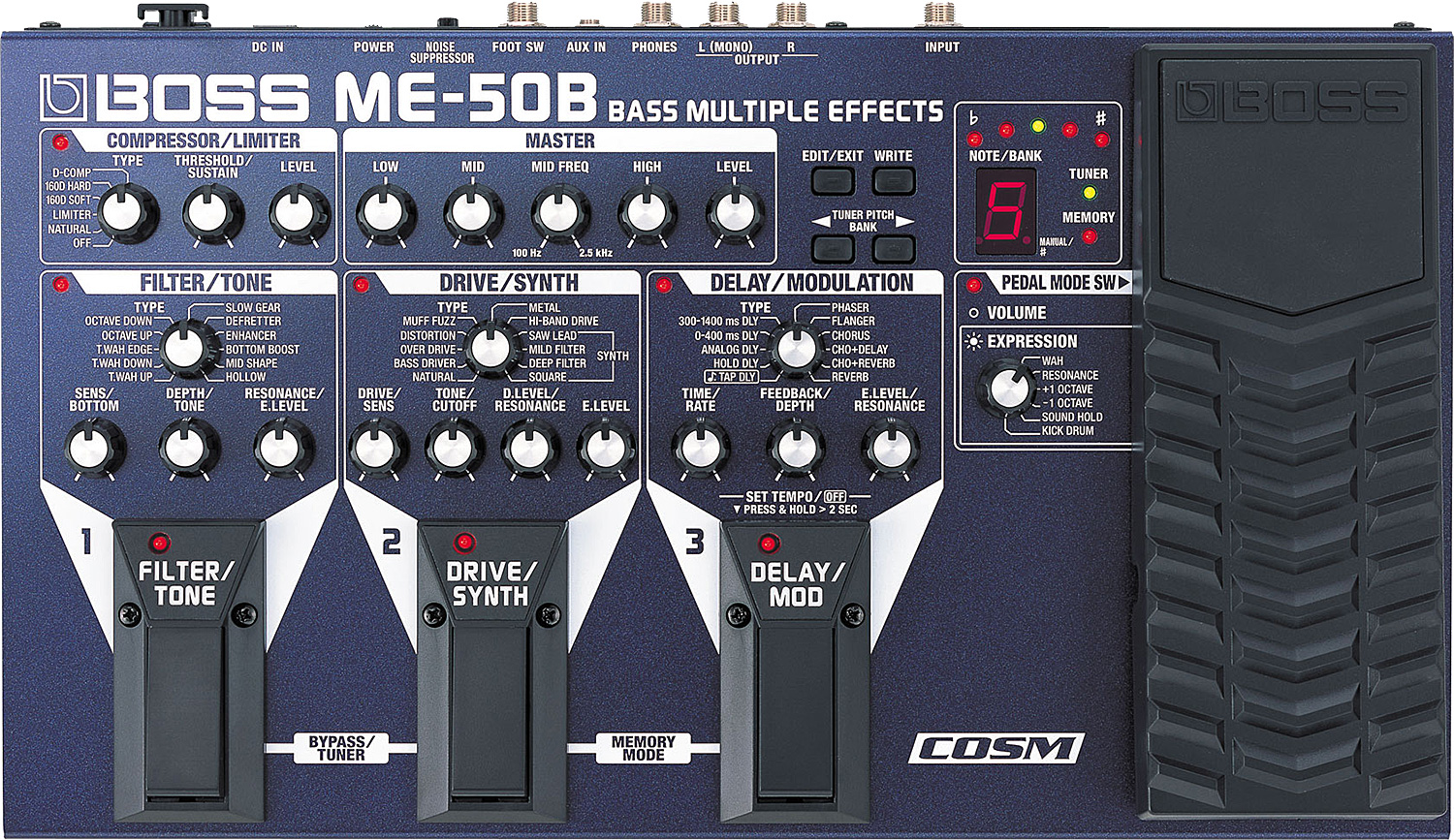 Multi effet basse en pedalier Boss ME50B Bass Multiple Effects