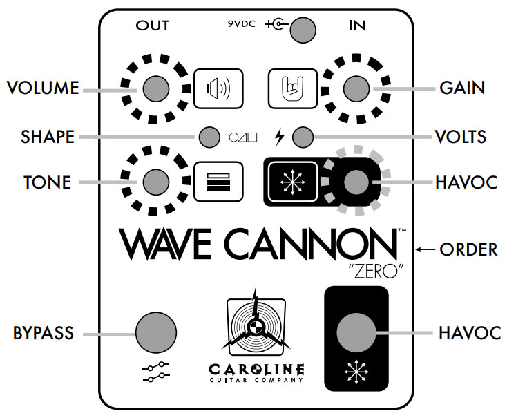 Caroline Guitar Wave Cannon Zero - PÉdale Overdrive / Distortion / Fuzz - Variation 1