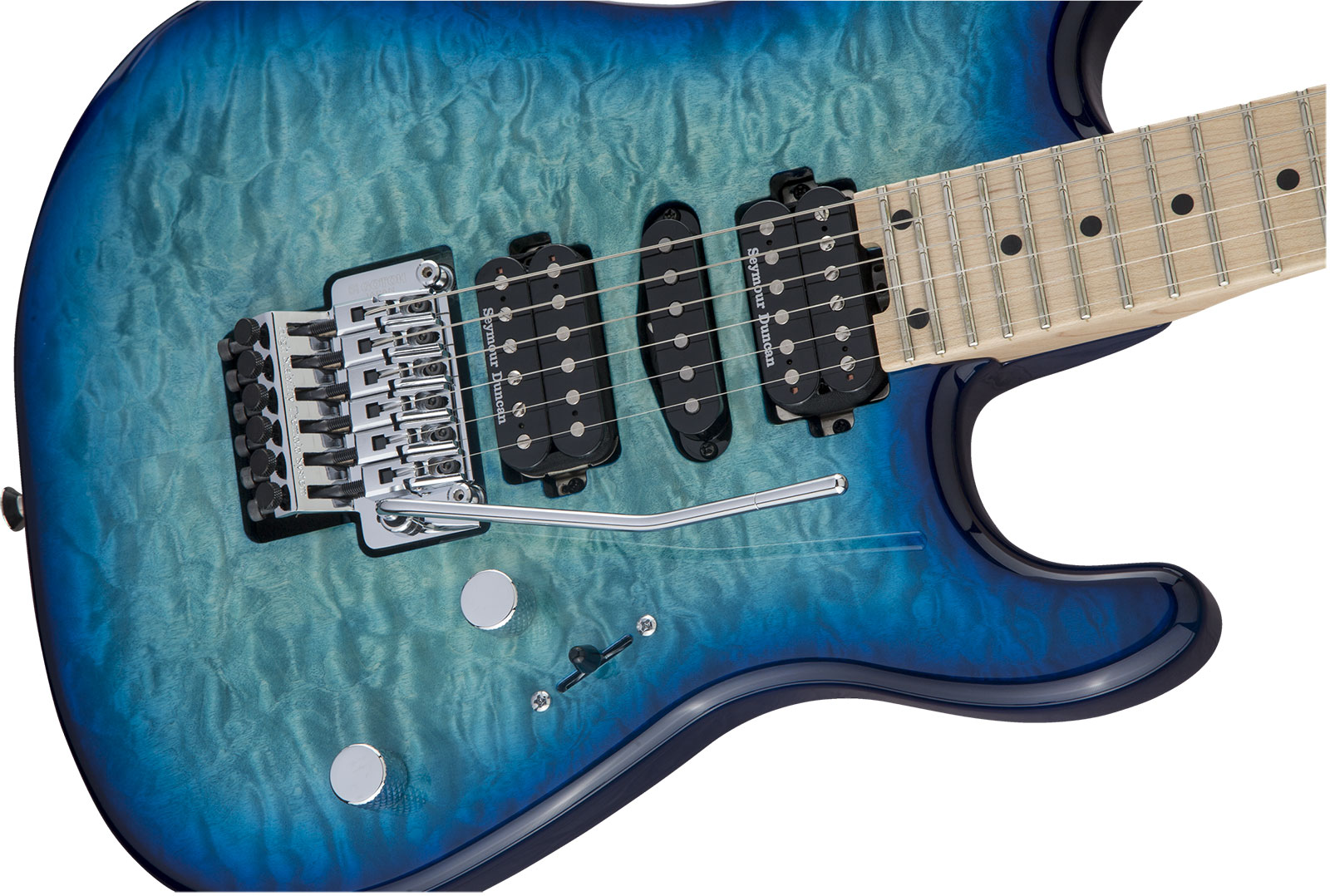 Charvel San Dimas Style 1 Hsh Qm Mj Jap Hsh Seymour Duncan Fr Mn - Caribbean Burst - Guitare Électrique Forme Str - Variation 2