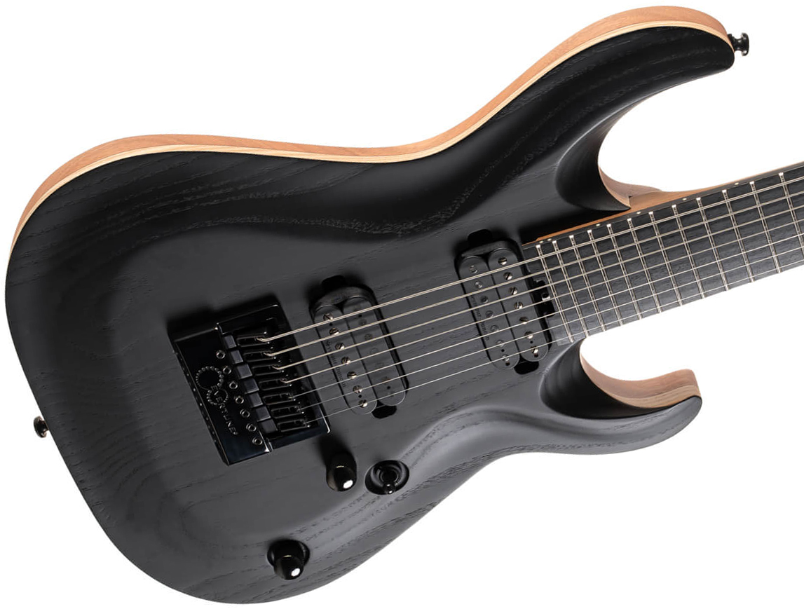 Cort Kx707 Evertune 2h Seymour Duncan Ht Eb - Open Pore Black - Guitare Électrique 7 Cordes - Variation 2