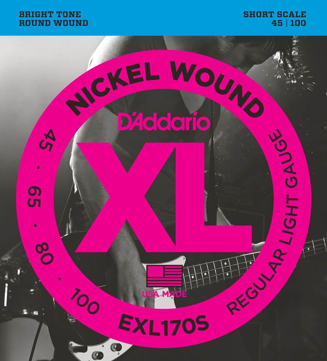 D'addario Jeu De 4 Cordes Basse Elec. 4c Nickelwound Short Scale 045.100 Exl170s - Cordes Basse Électrique - Main picture