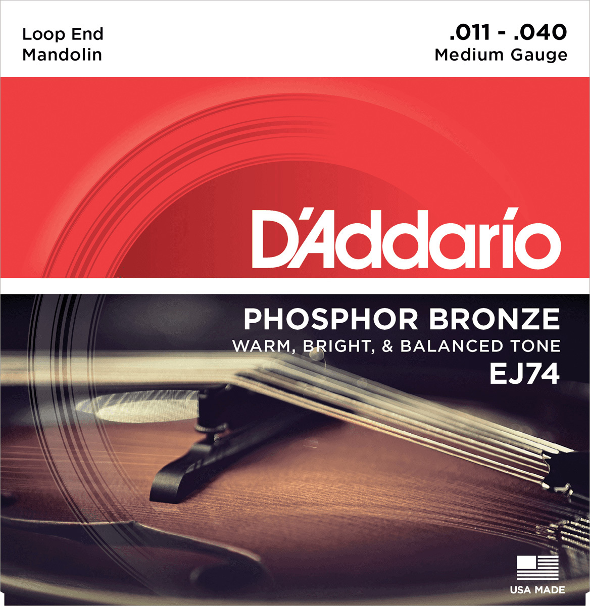 D'addario Ej74 Mandolin Strings Phosphor Bronze Medium 11-40 - Cordes Mandoline - Main picture