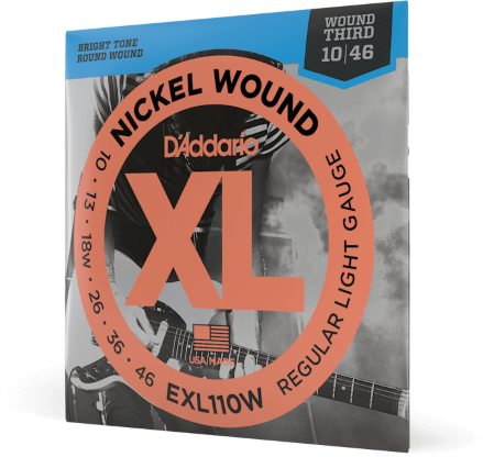 D'addario Exl110w Nickel Wound Regular Light Wound 3rd 10-46 - Cordes Guitare Électrique - Main picture