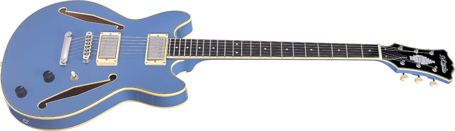 D'angelico Mini Dc Tour Excel 2h Ht Eb - Slate Blue - Guitare Électrique 1/2 Caisse - Variation 1