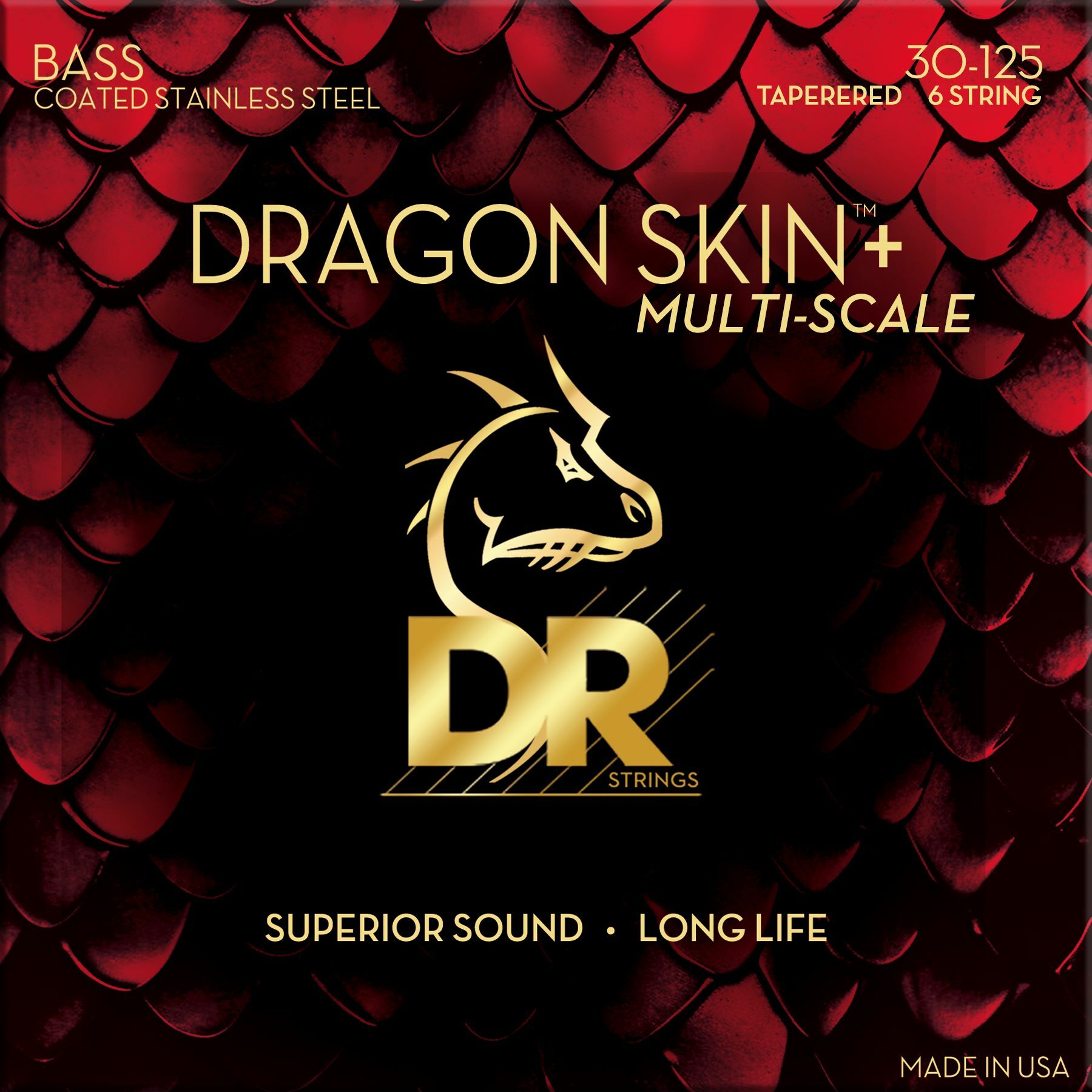 Dr Jeu De 6 Cordes Dragon Skin+ Core Technology Coated Wrap 30-125 Tapered Multi-scale - Cordes Basse Électrique - Main picture