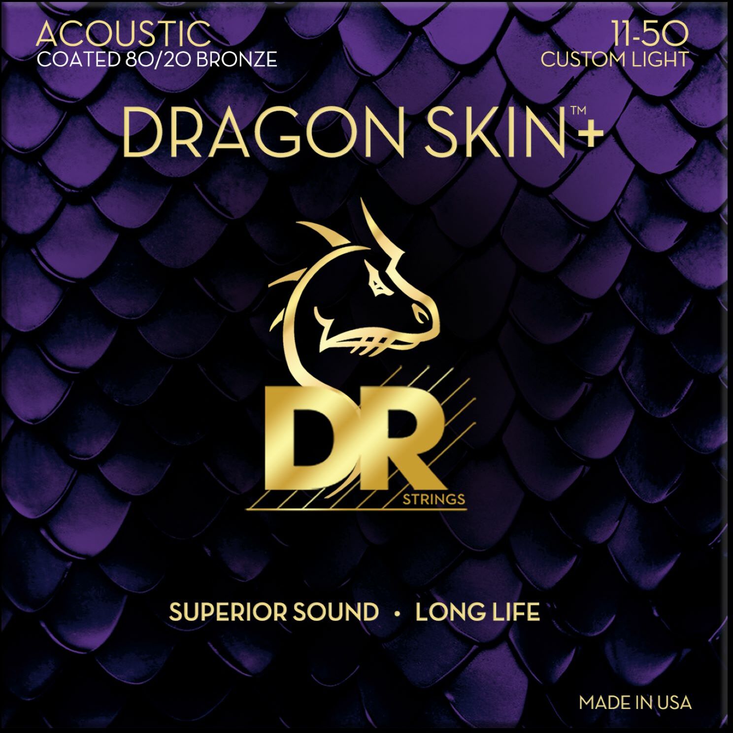 Dr Jeu De 6 Cordes Dragon Skin+ Core Technology Coated Wrap 80/20 11-50 - Cordes Guitare Acoustique - Main picture