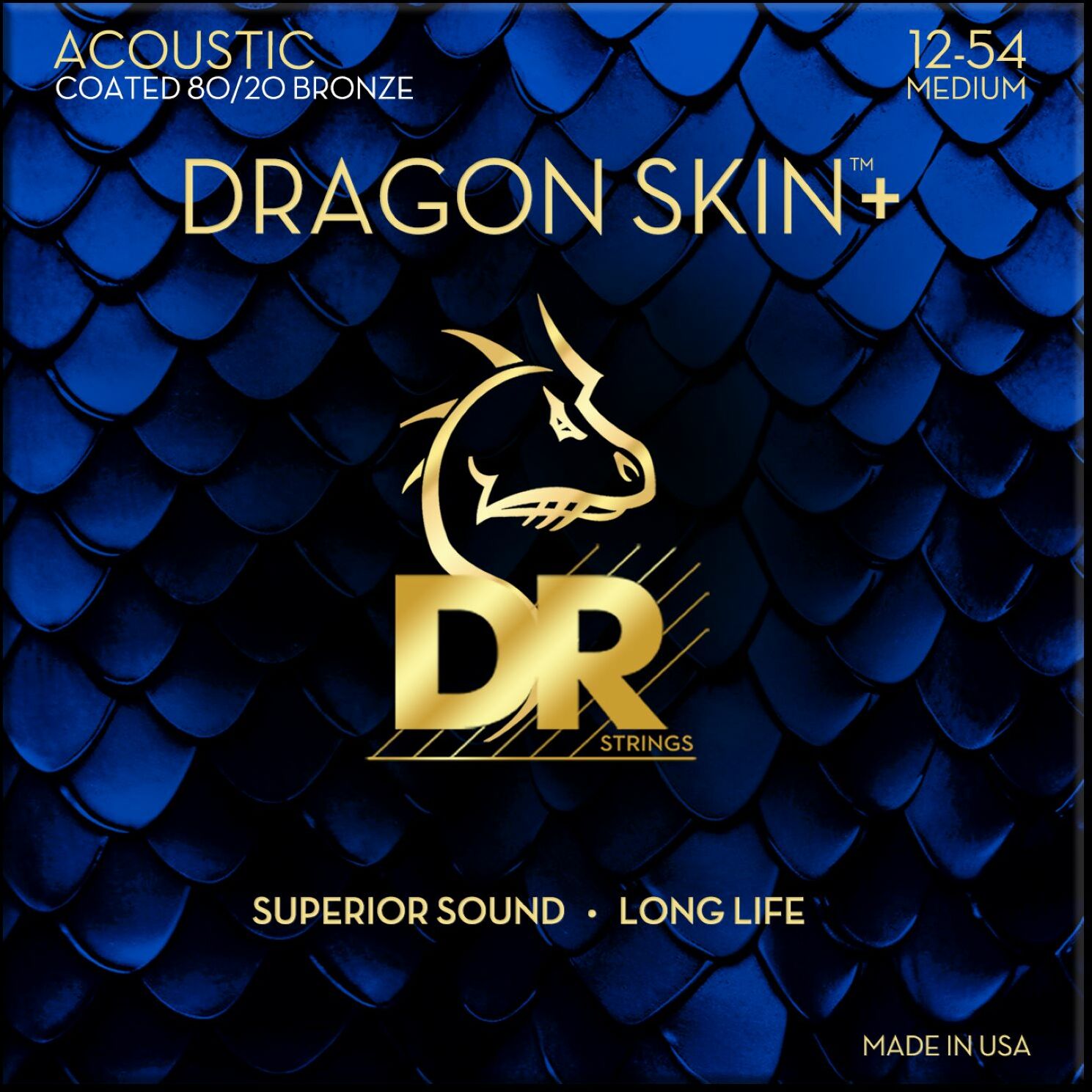 Dr Jeu De 6 Cordes Dragon Skin+ Core Technology Coated Wrap 80/20 12-54 - Cordes Guitare Acoustique - Main picture
