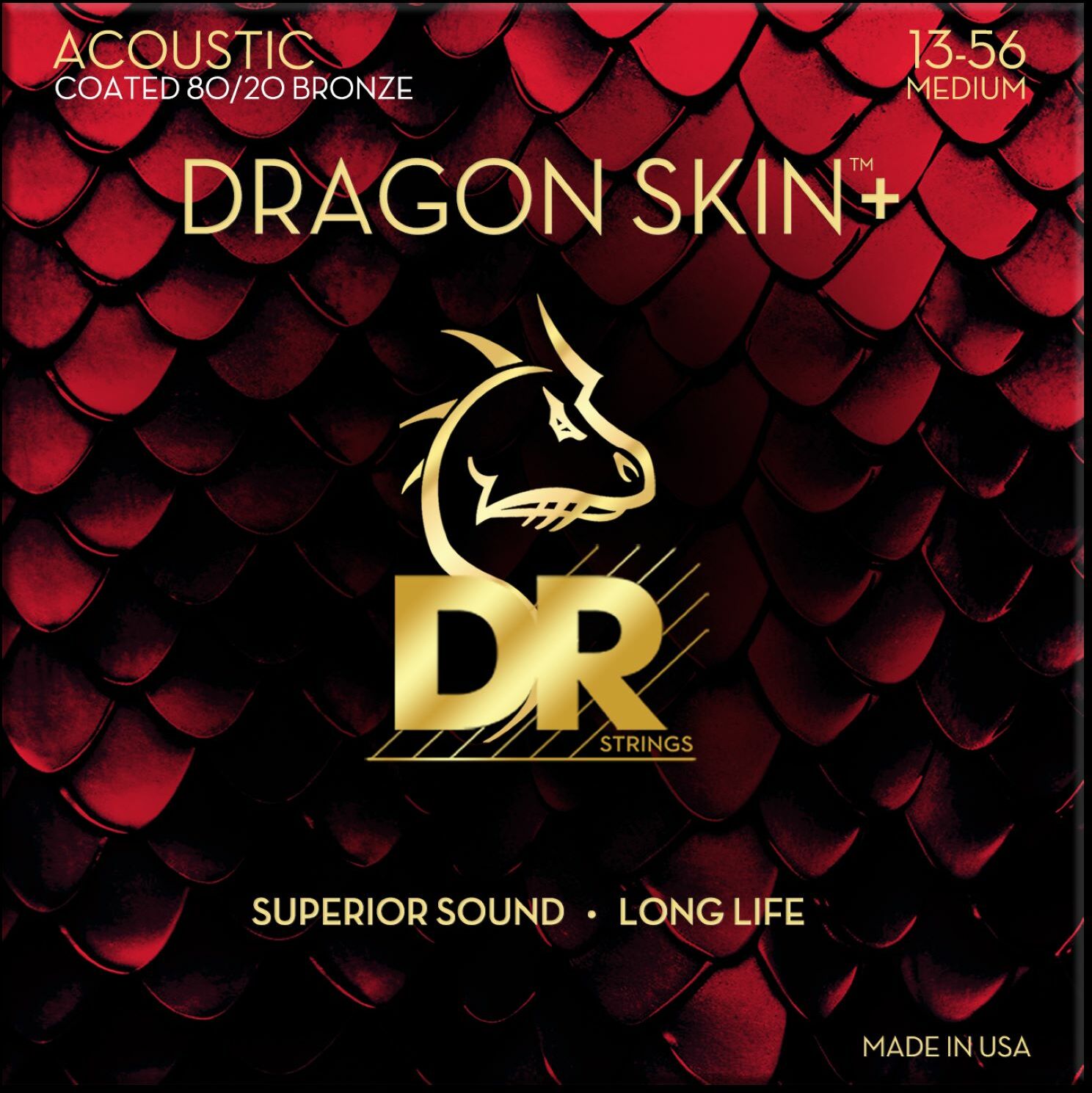 Dr Jeu De 6 Cordes Dragon Skin+ Core Technology Coated Wrap 80/20 13-56 - Cordes Guitare Acoustique - Main picture