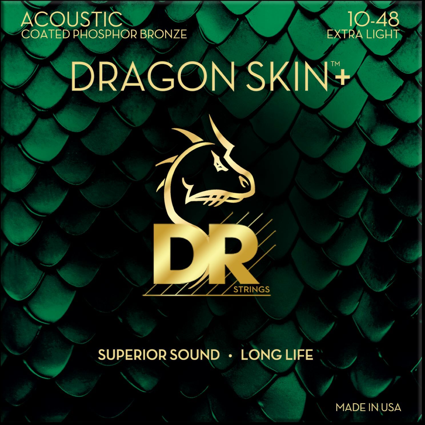 Dr Jeu De 6 Cordes Dragon Skin+ Core Technology Coated Wrap Phosphore Bronze 10-48 - Cordes Guitare Acoustique - Main picture