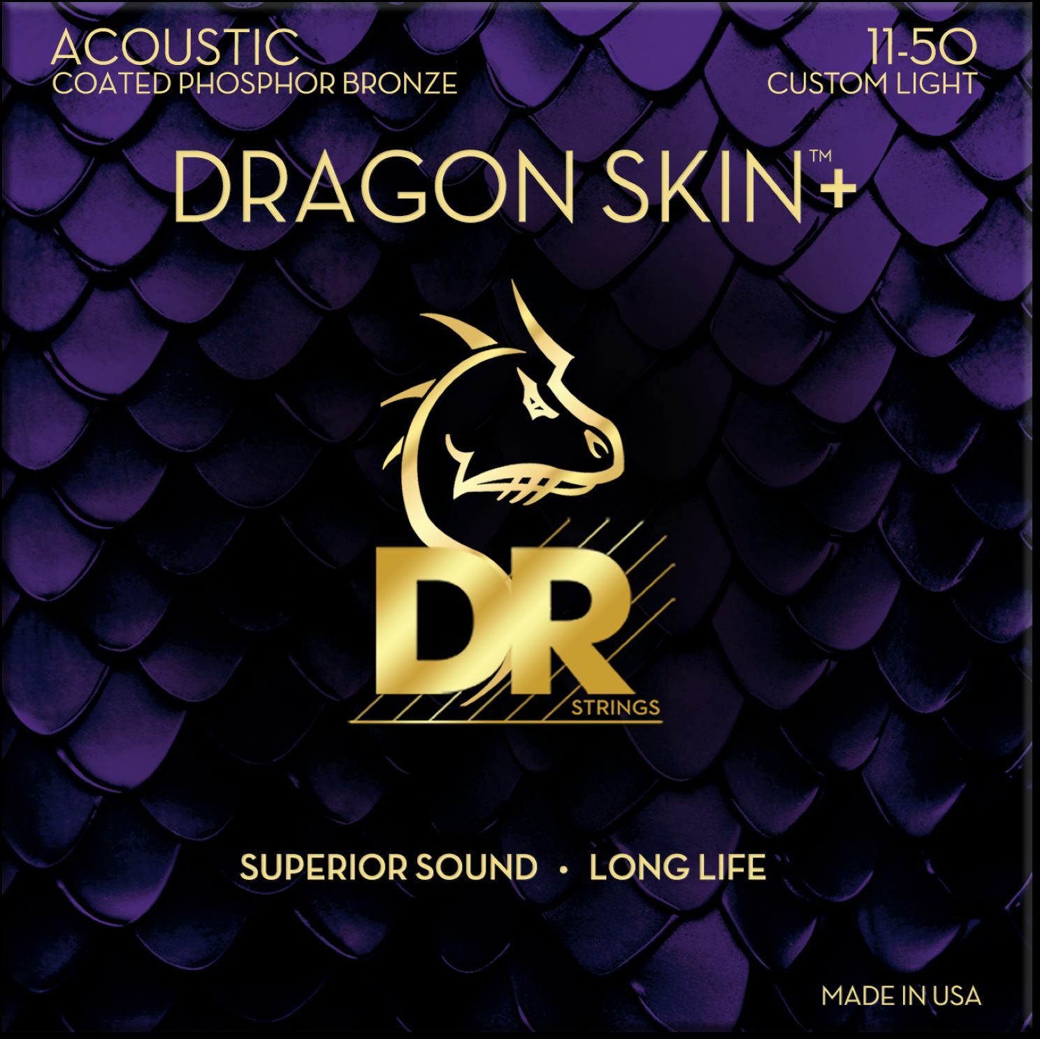Dr Jeu De 6 Cordes Dragon Skin+ Core Technology Coated Wrap Phosphore Bronze 11-50 - Cordes Guitare Acoustique - Main picture