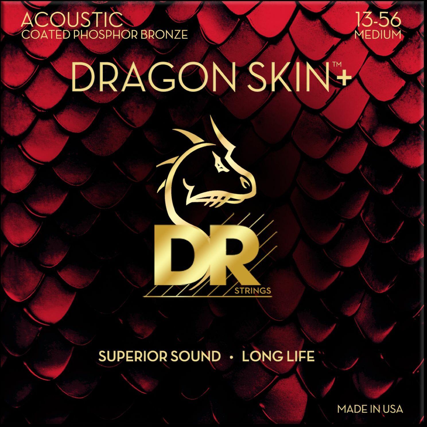 Dr Jeu De 6 Cordes Dragon Skin+ Core Technology Coated Wrap Phosphore Bronze 13-56 - Cordes Guitare Acoustique - Main picture
