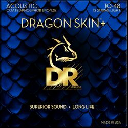 Cordes guitare acoustique Dr DRAGON SKIN+ Core Technology Coated Wrap Phosphore Bronze - Jeu de 12 cordes