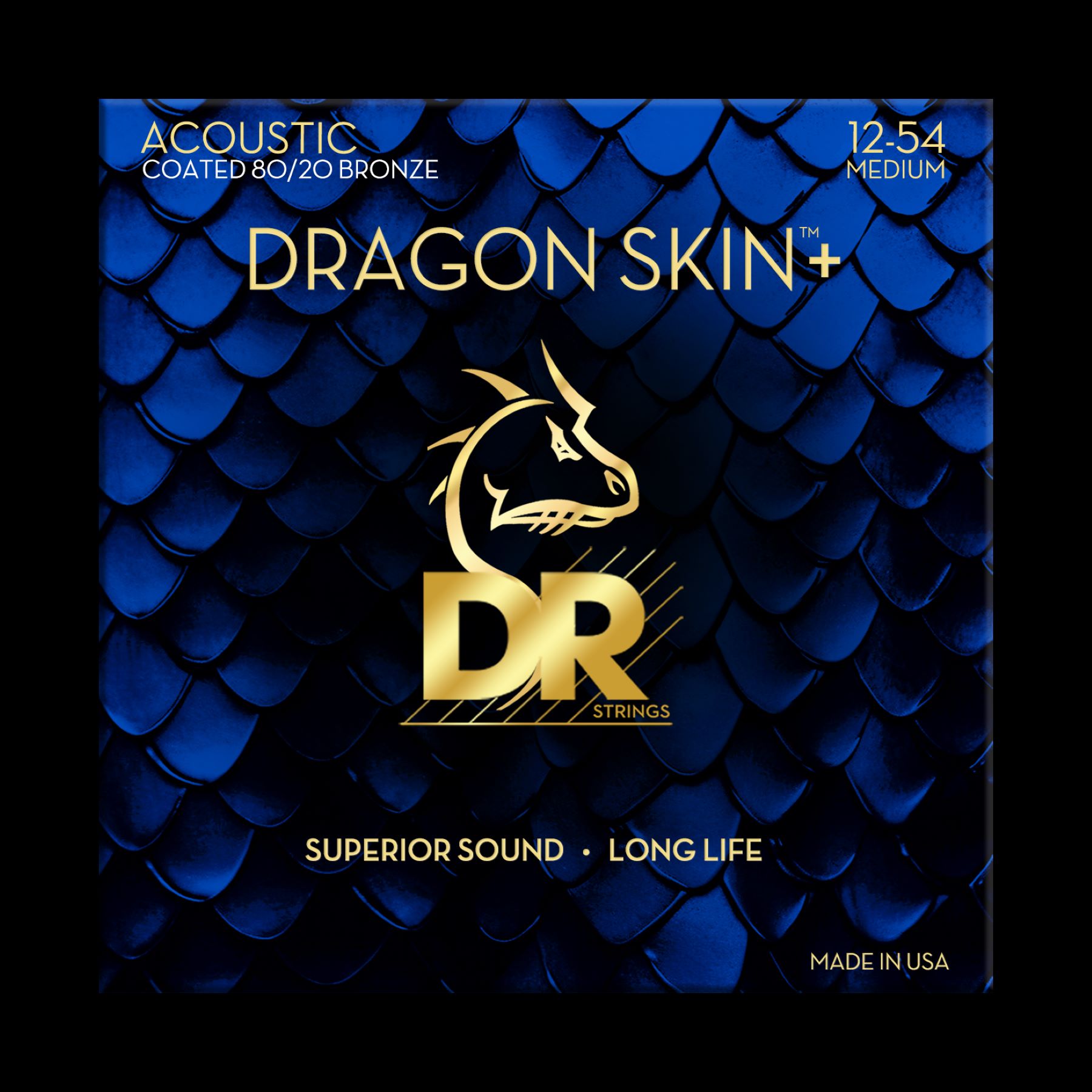 Dr Jeu De 6 Cordes Dragon Skin+ Core Technology Coated Wrap 80/20 12-54 - Cordes Guitare Acoustique - Variation 1
