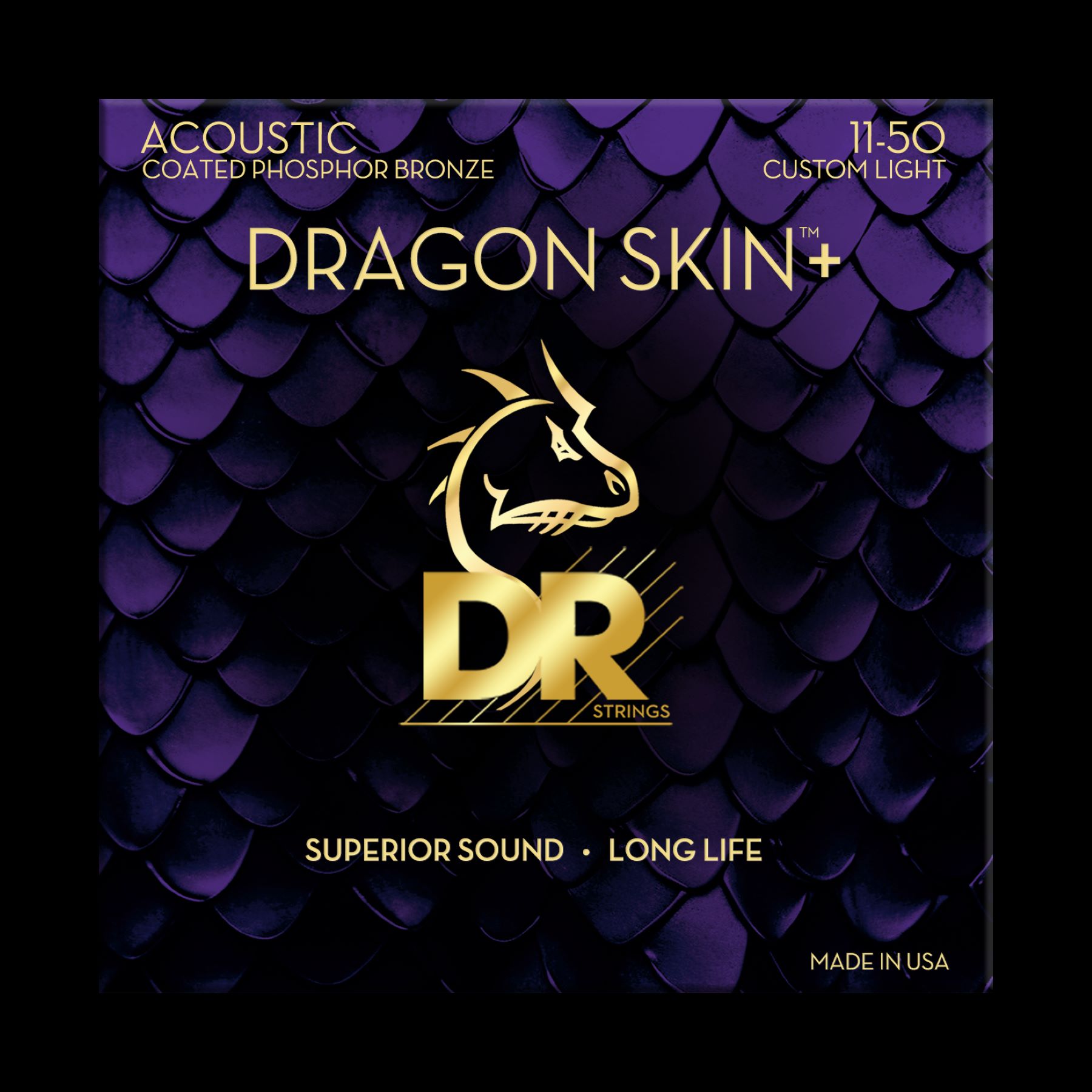 Dr Jeu De 6 Cordes Dragon Skin+ Core Technology Coated Wrap Phosphore Bronze 11-50 - Cordes Guitare Acoustique - Variation 1