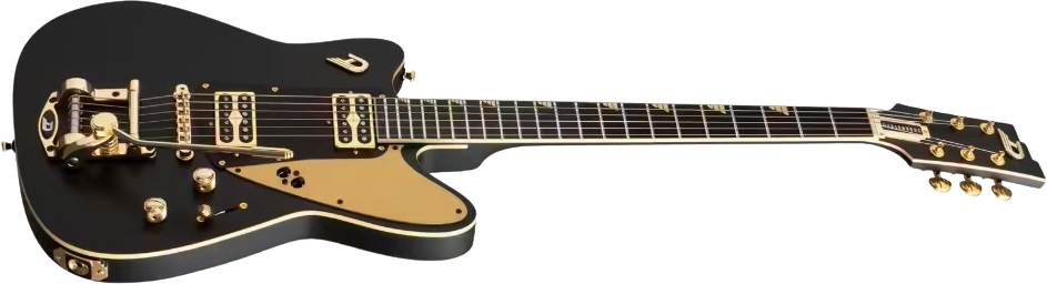 Duesenberg Falken Tremolo 2h Rw - Matte Black & Gold - Guitare Électrique RÉtro Rock - Variation 1