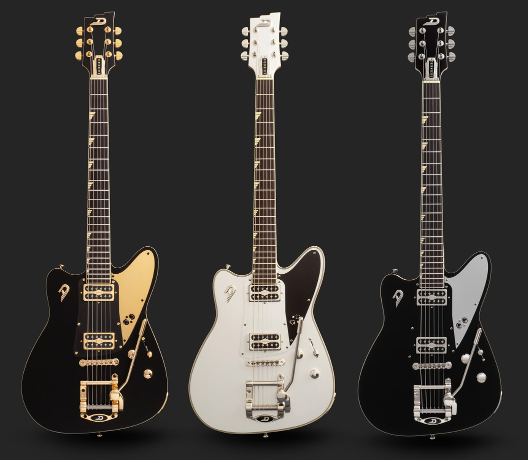 Duesenberg Falken Tremolo 2h Rw - Matte Black & Gold - Guitare Électrique RÉtro Rock - Variation 5