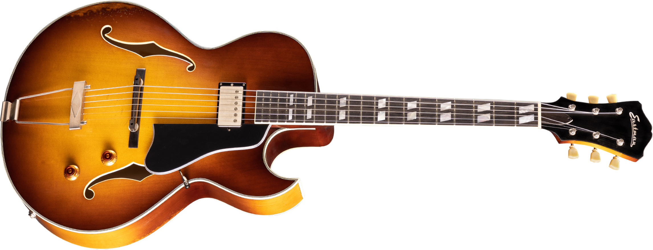 Eastman T49d/v Archtop 1h Lollar Ht Rw - Antique Varnish Goldburst - Guitare Électrique 1/2 Caisse - Main picture