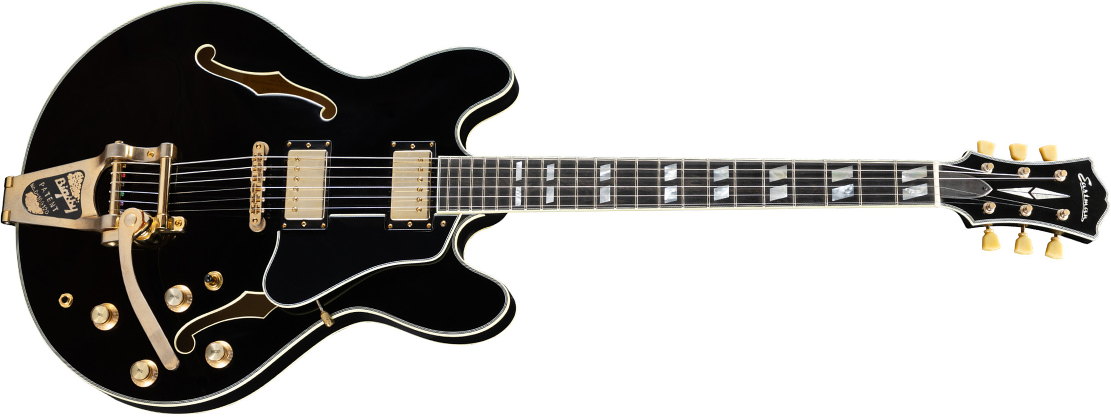 Eastman T59/tv-b Thinline 2h Lollar Trem Eb - Black - Guitare Électrique Single Cut - Main picture