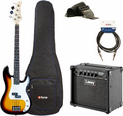 Pack basse electrique Eastone RB +Laney LX15B +Accessoires - 3 tone sunburst