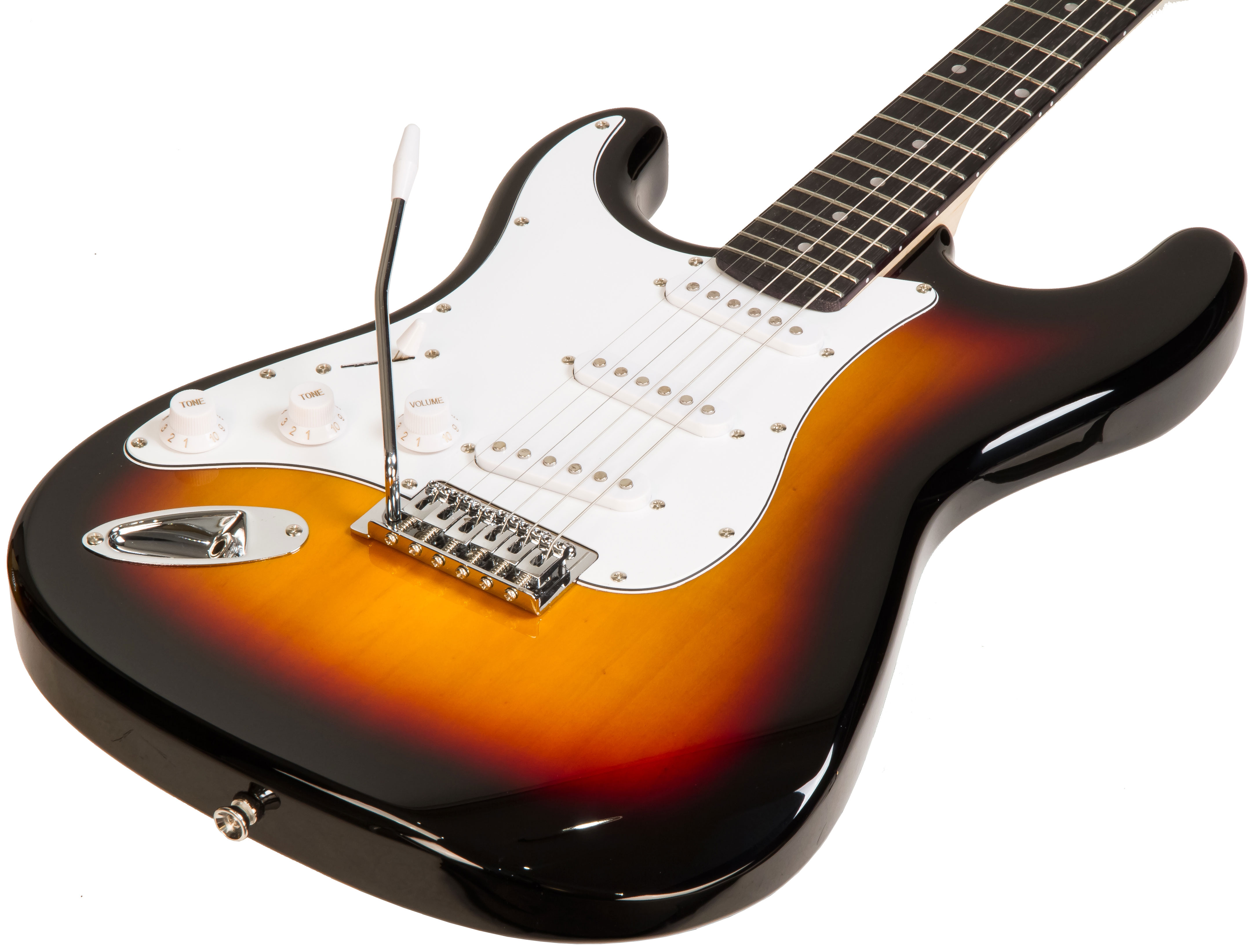 Eastone Str70 Lh Gaucher +fender Frontman 20g +cable +clip-on Tuner +mediators +housse +courroie - 3 Tone Sunburst - Pack Guitare Électrique - Variati