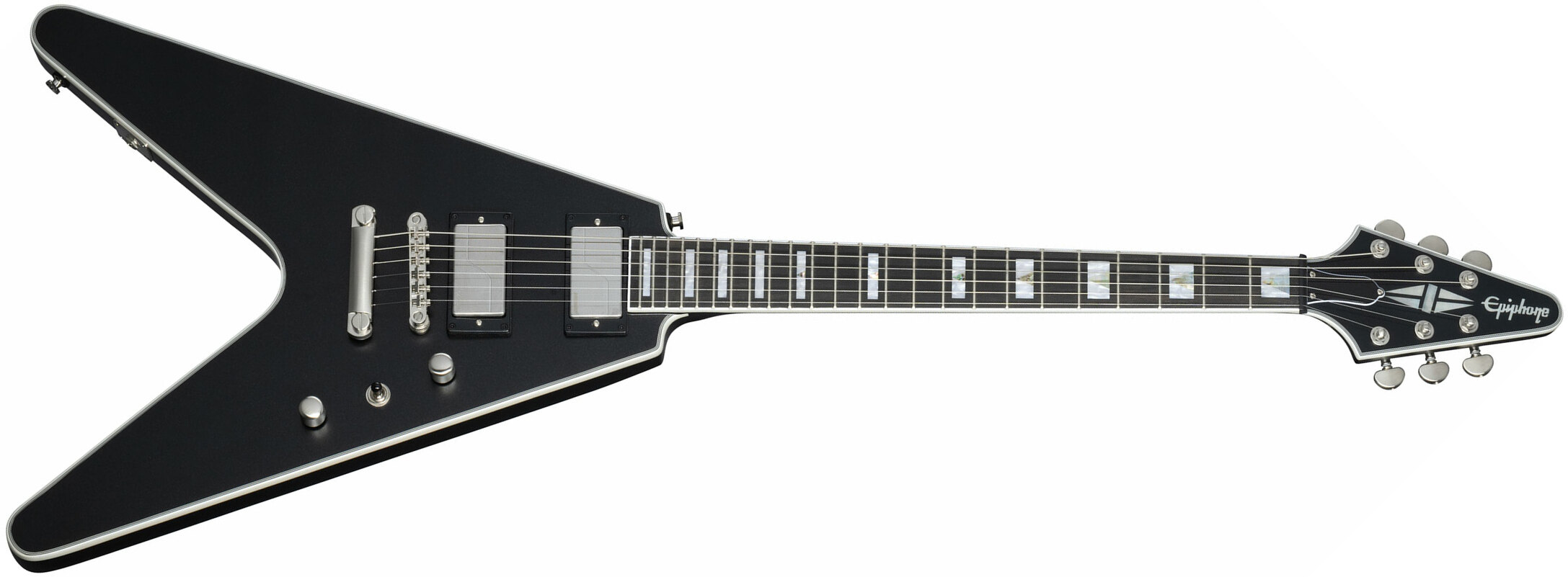 Epiphone Flying V Prophecy Inspired By Modern 2h Fishman Fluence Ht Eb - Aged Jet Black Metallic - Guitare Électrique RÉtro Rock - Main picture