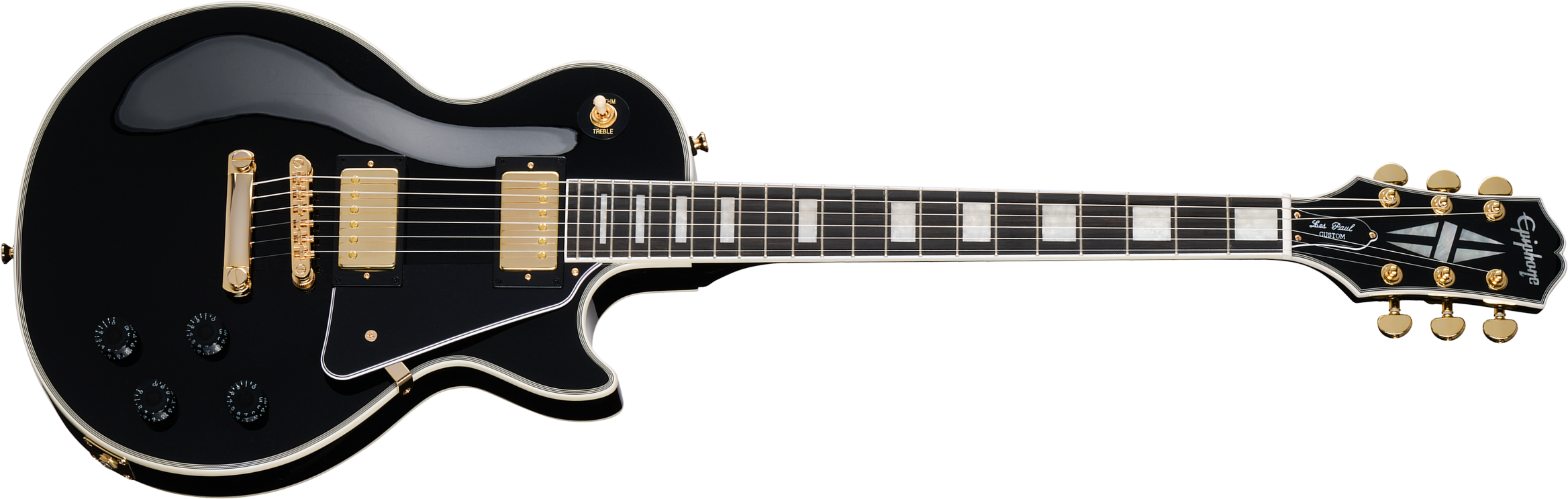 Epiphone Les Paul Custom Insp. By Gibson Original 2h Ht Eb - Ebony - Guitare Électrique Single Cut - Main picture