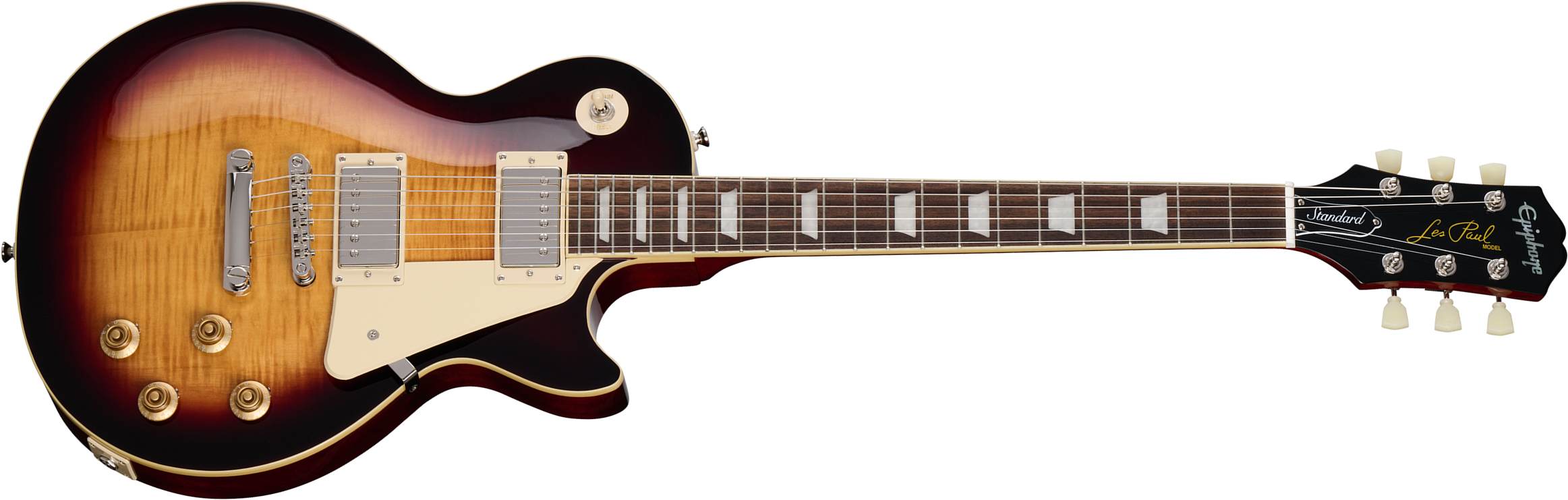 Epiphone Les Paul Standard 50s Figured Insp. By Gibson 2h Ht Lau - Bourbon Burst - Guitare Électrique Single Cut - Main picture