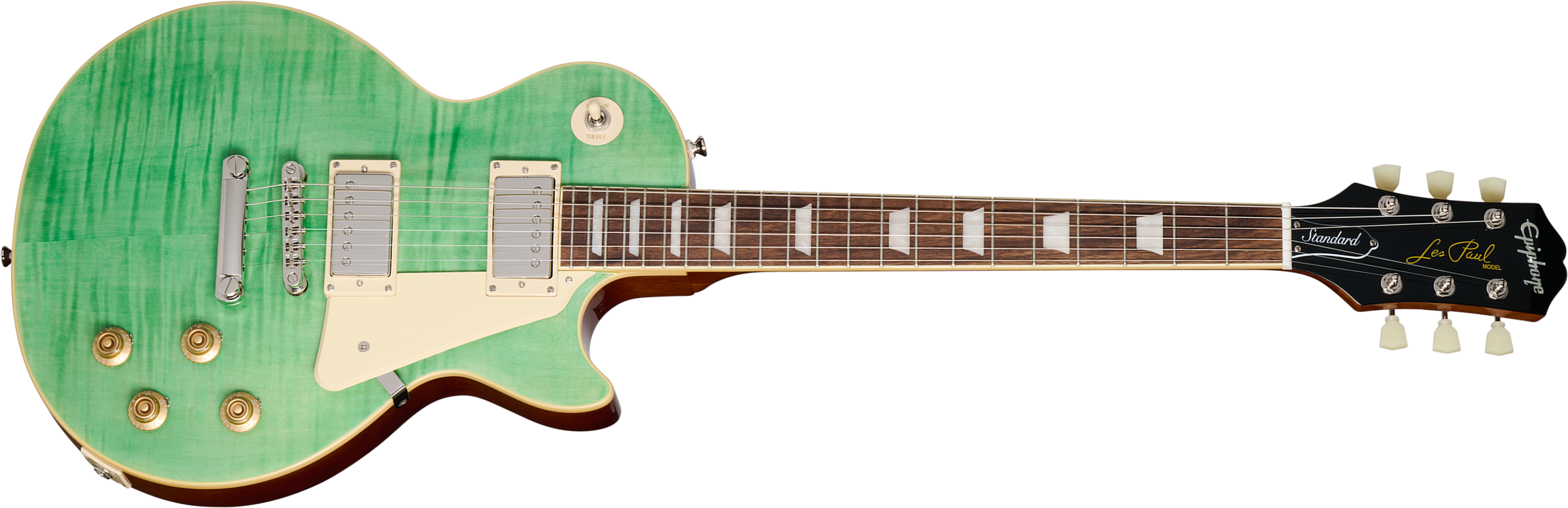 Epiphone Les Paul Standard 50s Figured Insp. By Gibson Original 2h Ht Lau - Seafoam Green - Guitare Électrique Single Cut - Main picture