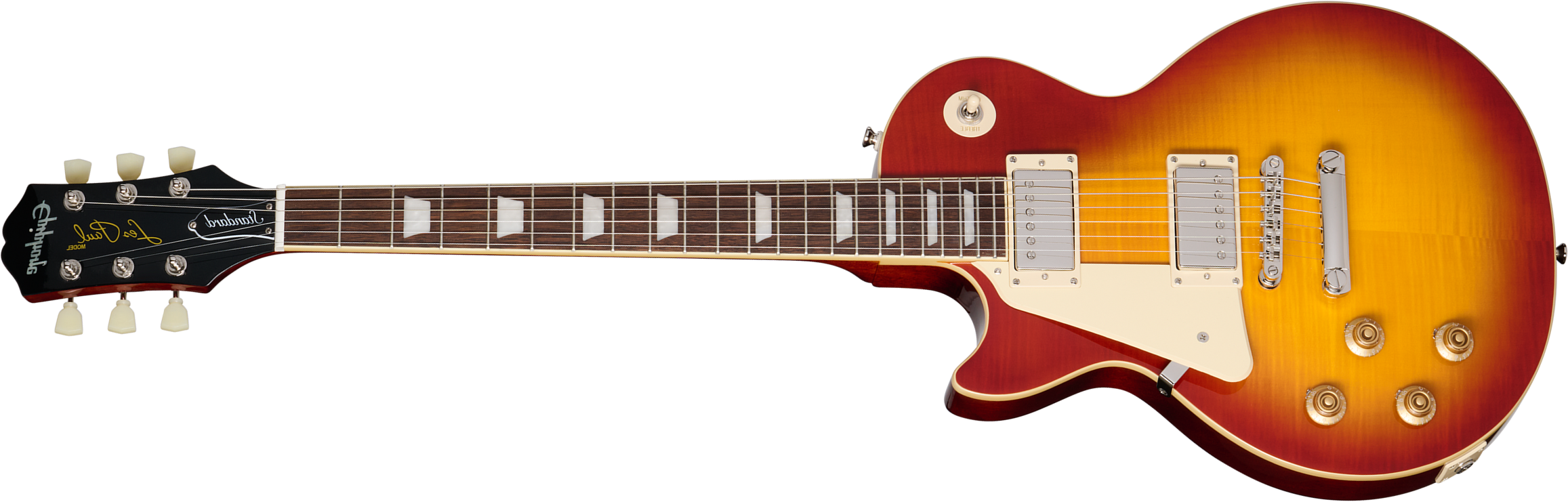 Epiphone Les Paul Standard 50s Figured Lh Insp. By Gibson Gaucher 2h Ht Lau - Washed Cherry Sunburst - Guitare Électrique Single Cut - Main picture