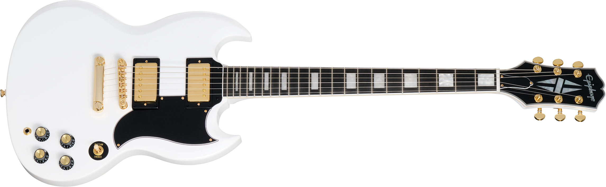 Epiphone Sg Custom Insp. By Gibson 2h Ht Eb - Alpine White - Guitare Électrique Double Cut - Main picture