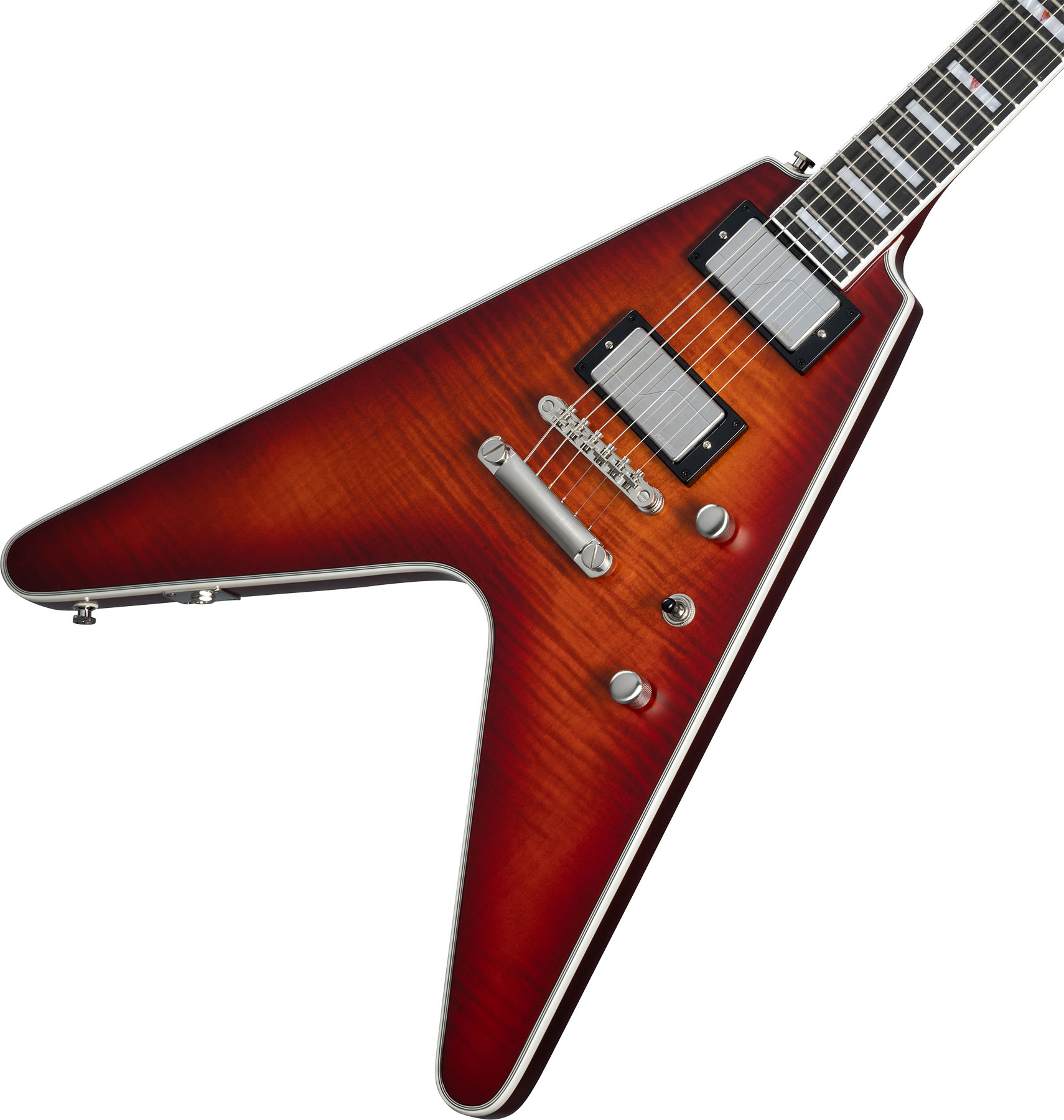 Epiphone Flying V Prophecy Modern 2h Fishman Fluence Ht Eb - Aged Bengal Tiger Burst - Guitare Électrique RÉtro Rock - Variation 3