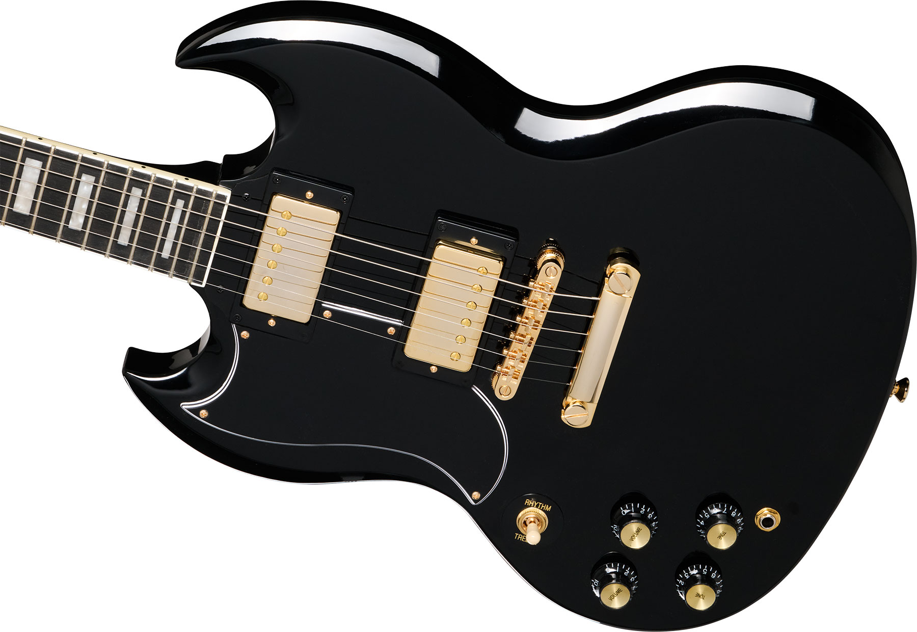 Epiphone Sg Custom Lh Insp. By Gibson Modern Gaucher 2h Ht Eb - Ebony - Guitare Électrique Double Cut - Variation 3