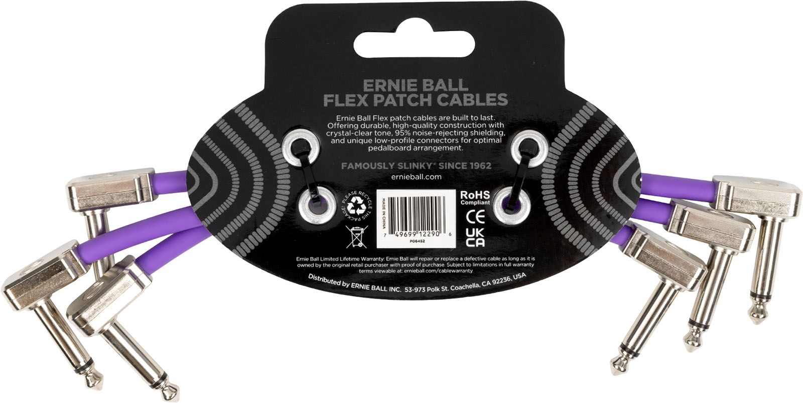 Ernie Ball CÂble De Patch Flex 15cm - Pack De 3 Violet - Patch - Variation 1