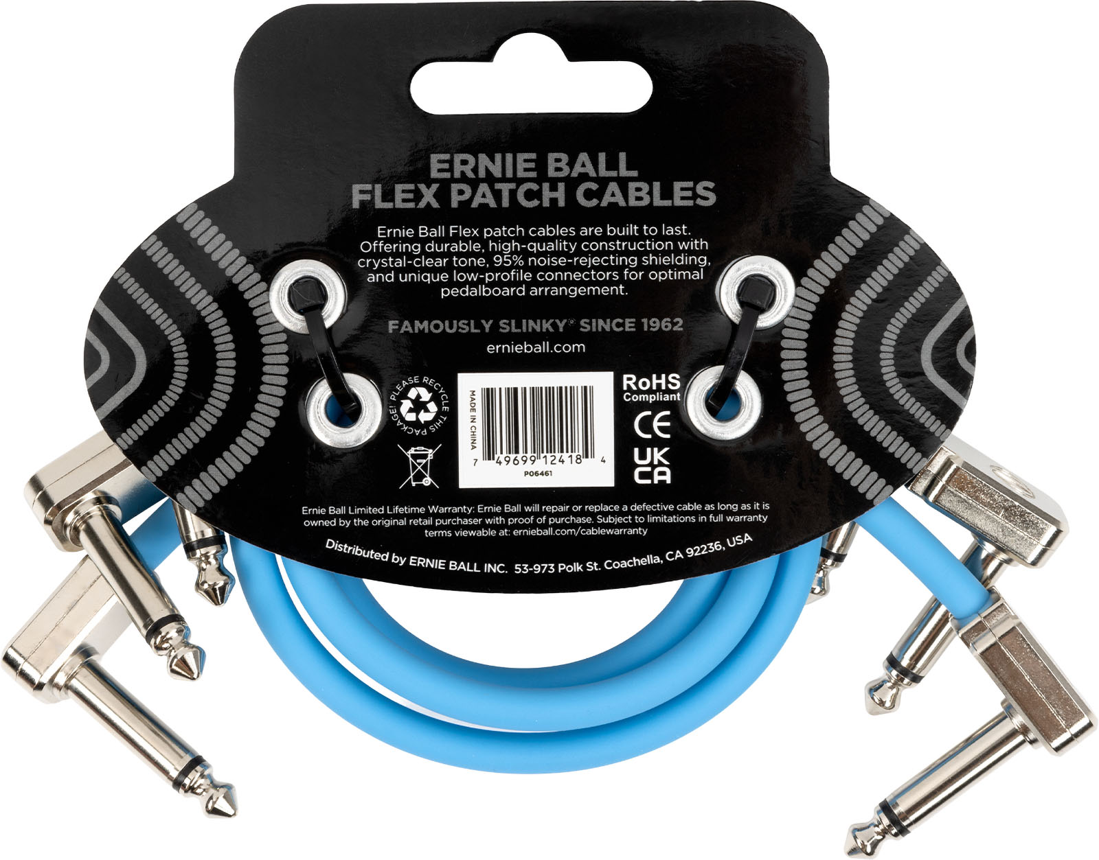 Ernie Ball CÂble De Patch Flex 30cm - Pack De 3 Bleu - Patch - Variation 1