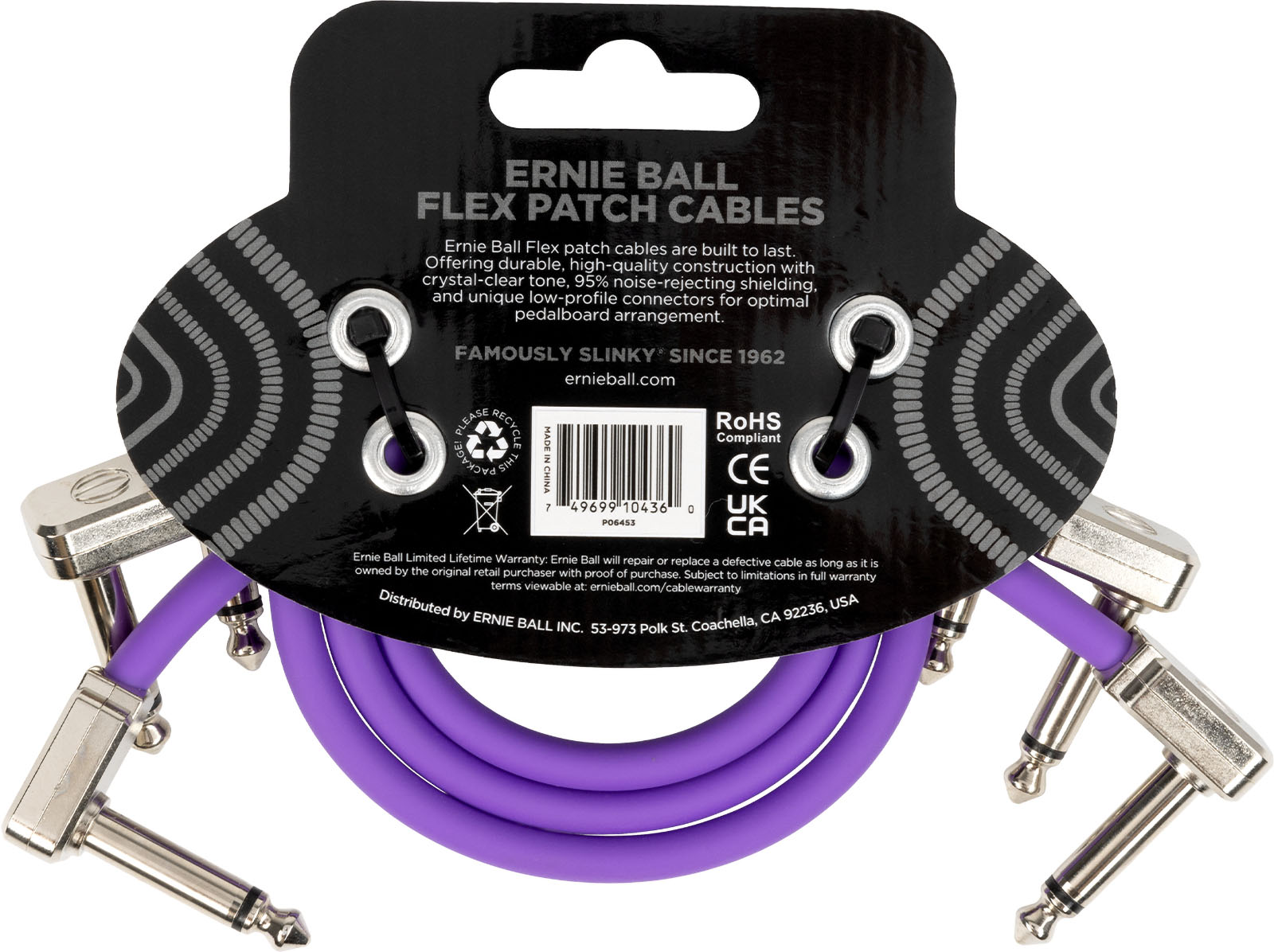 Ernie Ball CÂble De Patch Flex 30cm - Pack De 3 Violet - Patch - Variation 1