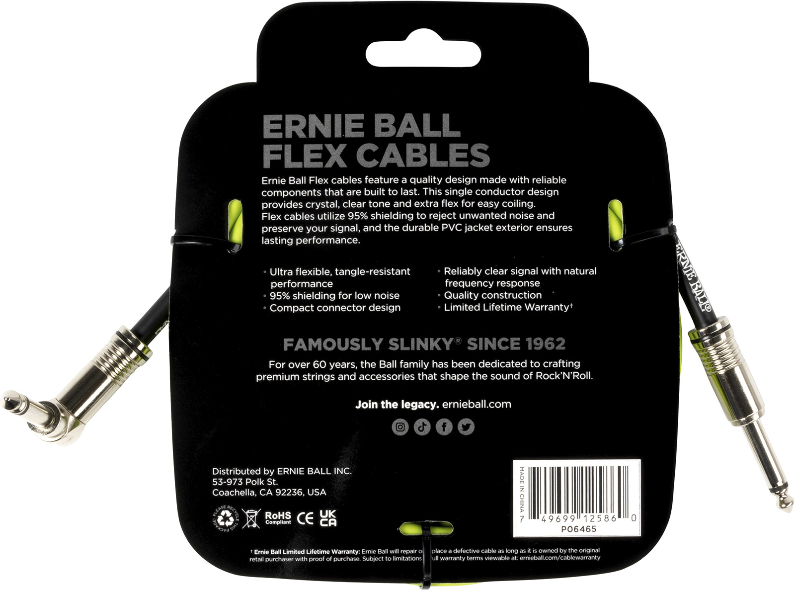 Ernie Ball Câble Instrument Flex Jack/jack Coudé 3m Vert - CÂble - Variation 1