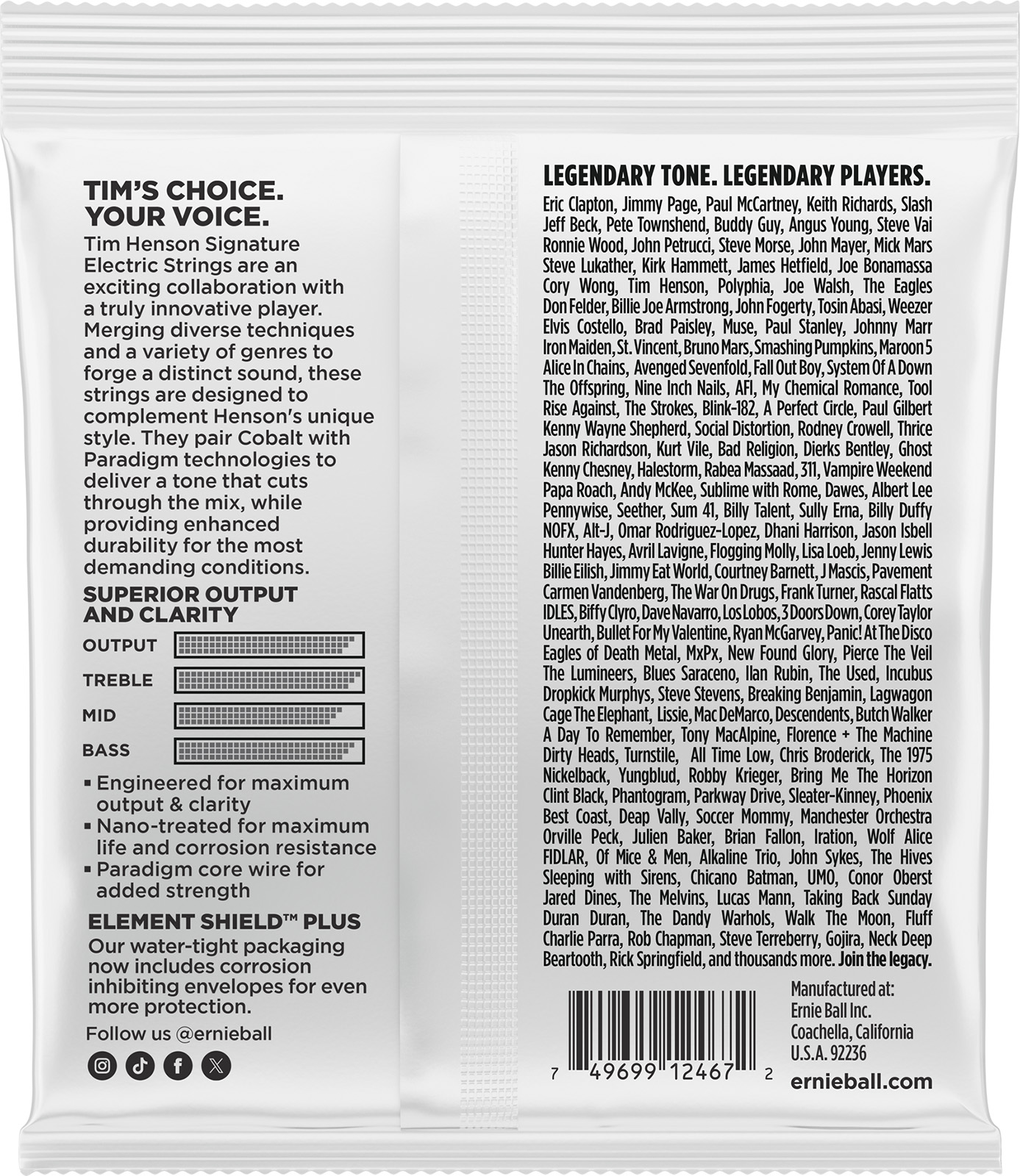 Ernie Ball Jeu De 6 Cordes Cordes électriques Signature Tim Henson - 9,5-46 - Cordes Guitare Électrique - Variation 1