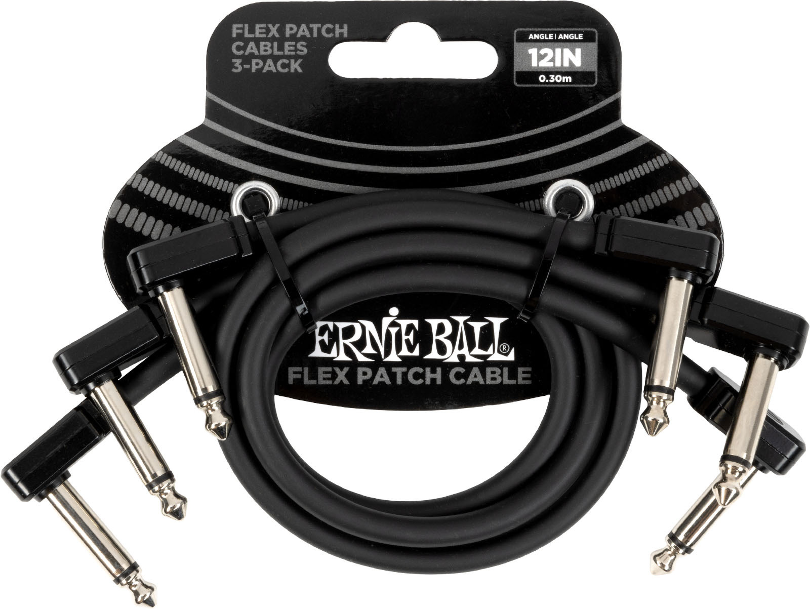 Ernie Ball CÂble De Patch Flex 30cm - Pack De 3 Noir - Patch - Main picture