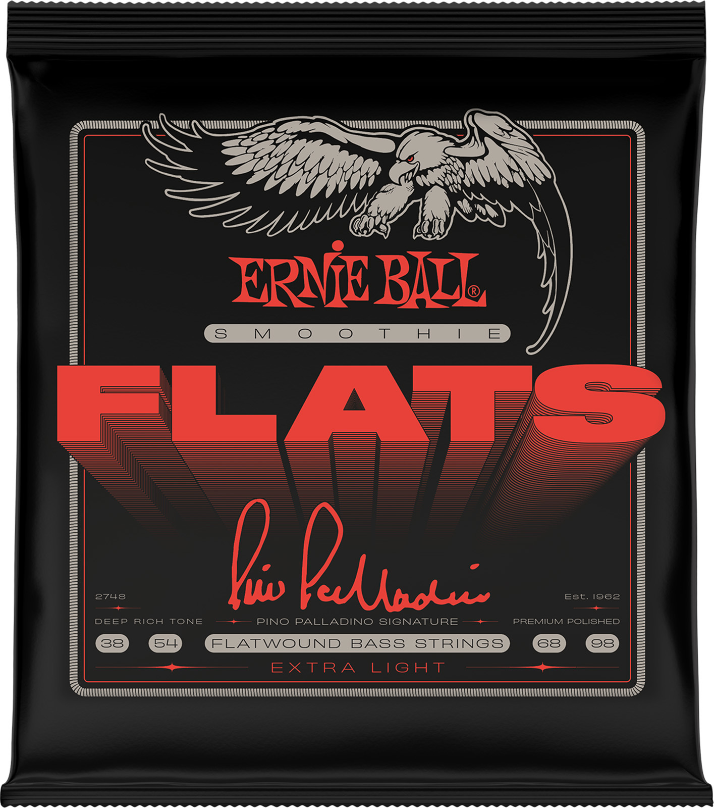 Ernie Ball Jeu De 4 Cordes Cordes Basse Filet Plat Signature Pino Palladino Extra Light 38-98 - Cordes Basse Électrique - Main picture