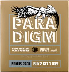 Cordes guitare acoustique Ernie ball Folk 3326 Paradigm 80/20 12-54 (3x SET) - Jeu de 6 cordes