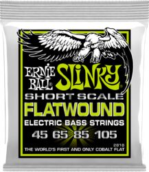 Cordes basse électrique Ernie ball REGULAR SLINKY FLATWOUND SHORT SCALE 45-105 - Jeu de 4 cordes