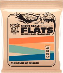 Cordes basse électrique Ernie ball SLINKY FLATS BASS SHORT SCALE 45-105 - Jeu de 4 cordes