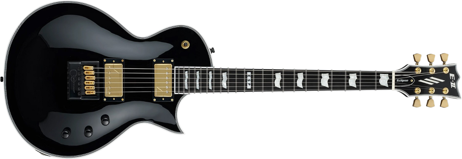 Esp E-ii Eclipse Full Thickness Evertune Jap 2h Fishman Fluence Modern Ht Eb - Gloss Black - Guitare Électrique Single Cut - Main picture