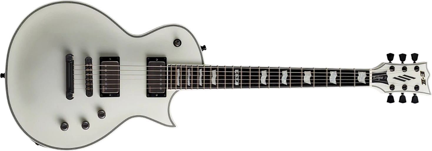 Esp E-ii Eclipse Jap 2h Emg Ht Eb - Snow White Satin - Guitare Électrique Single Cut - Main picture