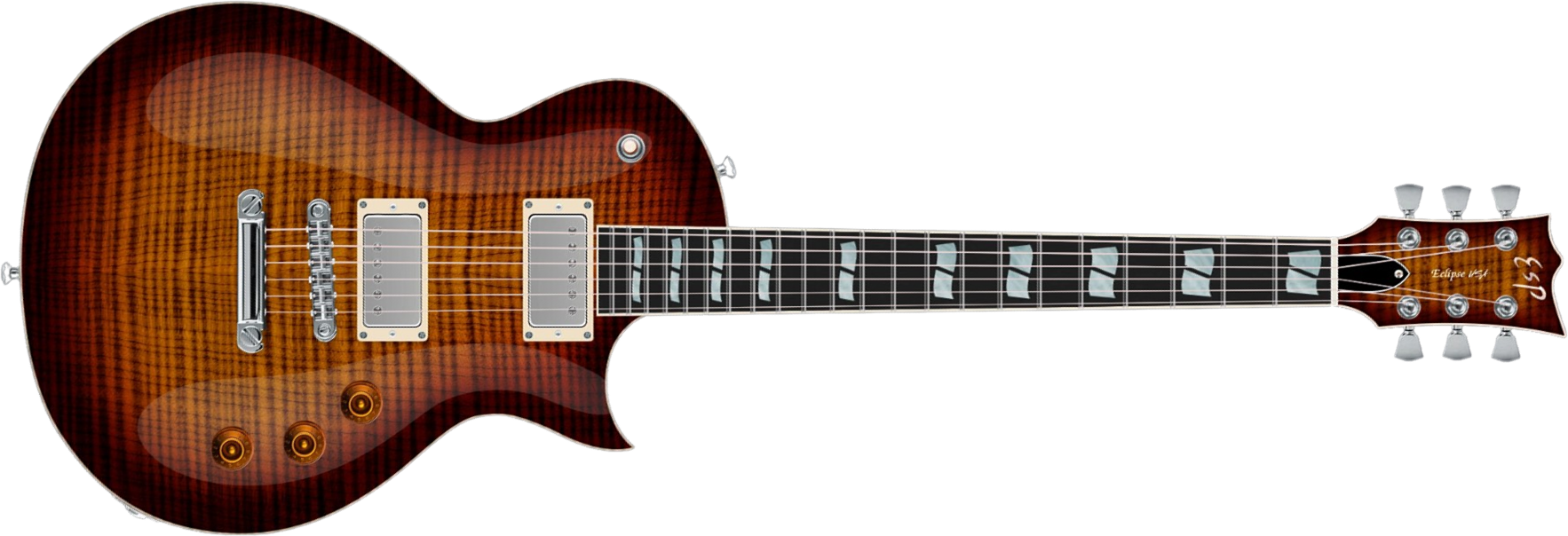 Esp Eclipse Full Thickness Usa 2h Seymour Duncan Ht Eb - Tiger Eye Sunburst - Guitare Électrique Single Cut - Main picture