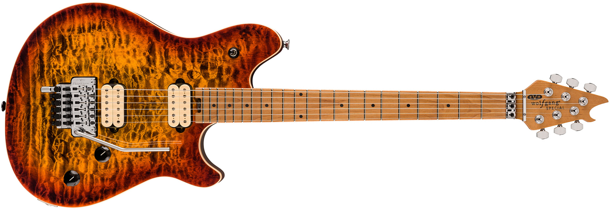 Evh Wolfgang Special Qm 2h Fr Mn - Tiger Eye Glow - Guitare Électrique Double Cut - Main picture