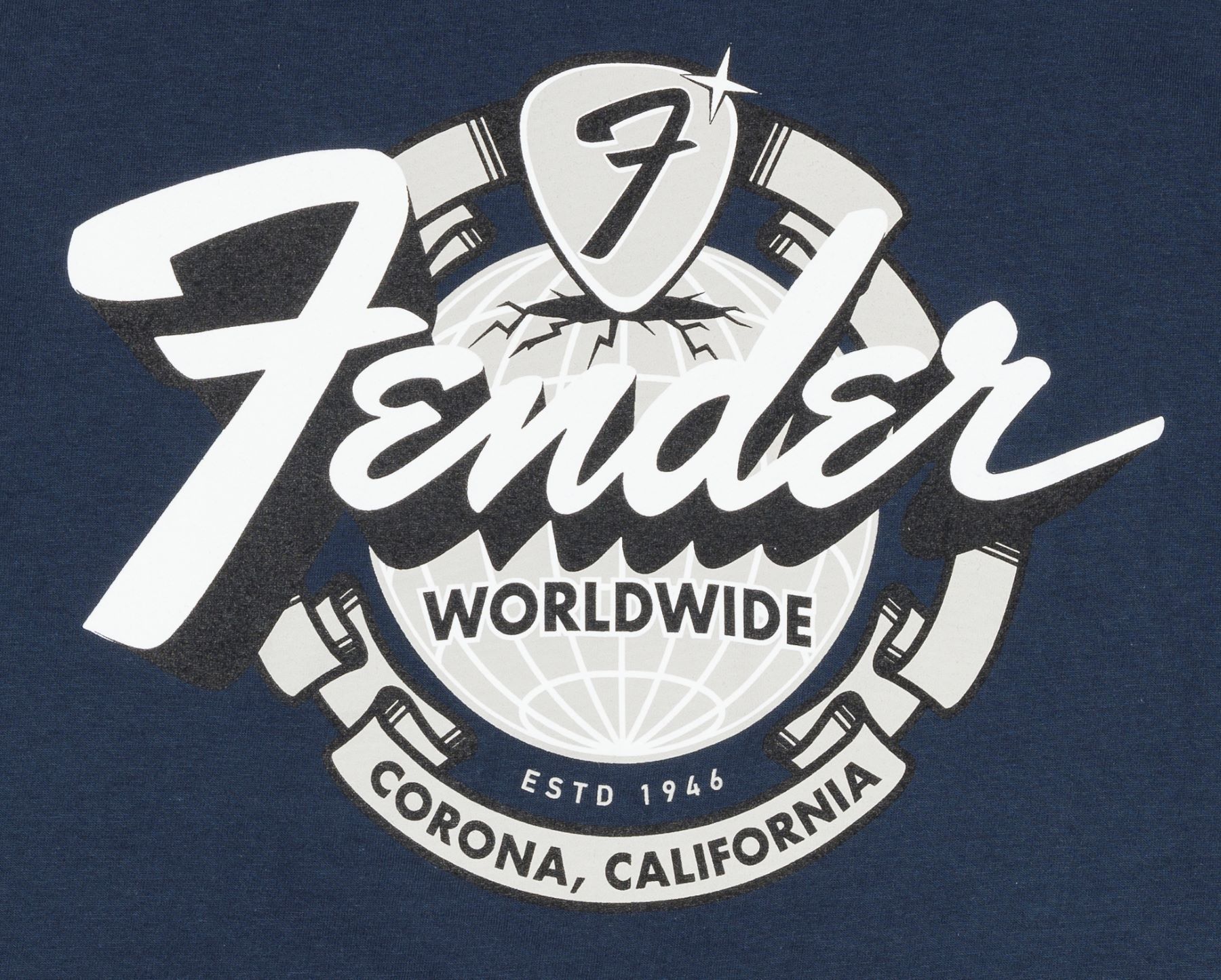 Fender T-shirt World Wide, Bleu Marine Vintage - M - T-shirt - Variation 1