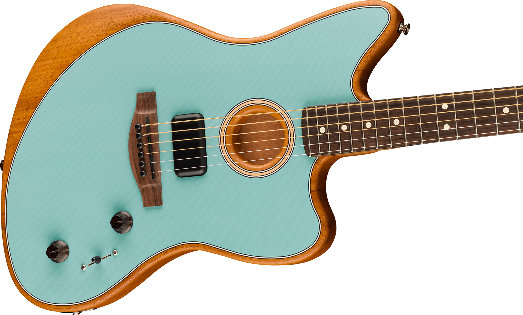 Fender Acoustasonic Jazzmaster Player Mex Epicea Acajou Rw - Ice Blue - Guitare Electro Acoustique - Variation 2