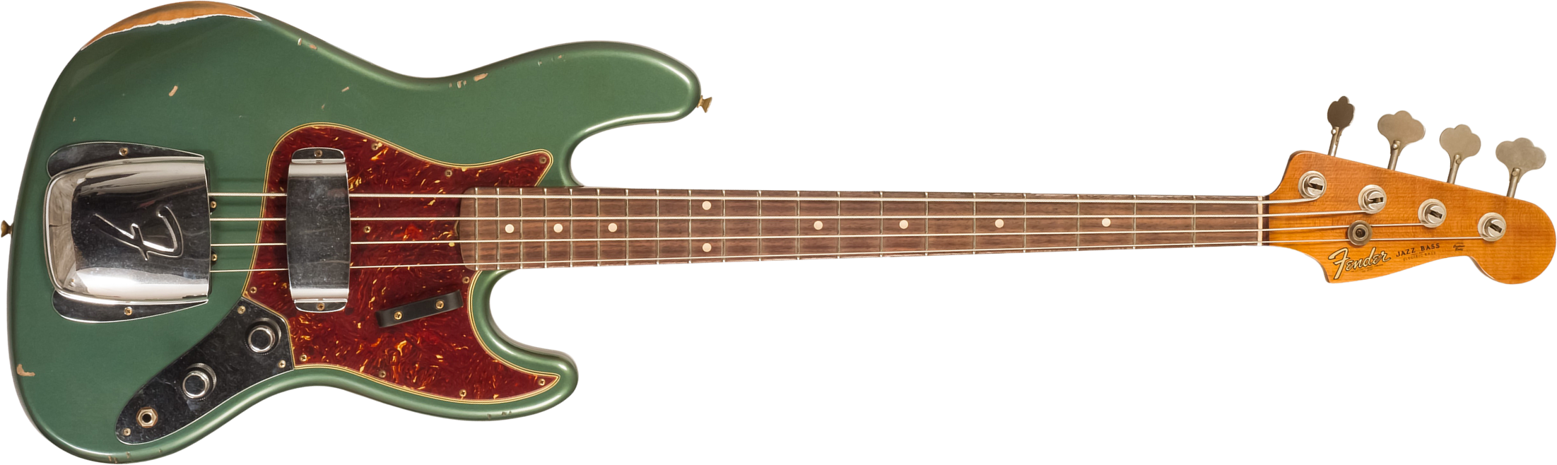 Fender Custom Shop Jazz Bass 1963 Rw #r135891 - Relic Sherwood Green Metallic - Basse Électrique Solid Body - Main picture