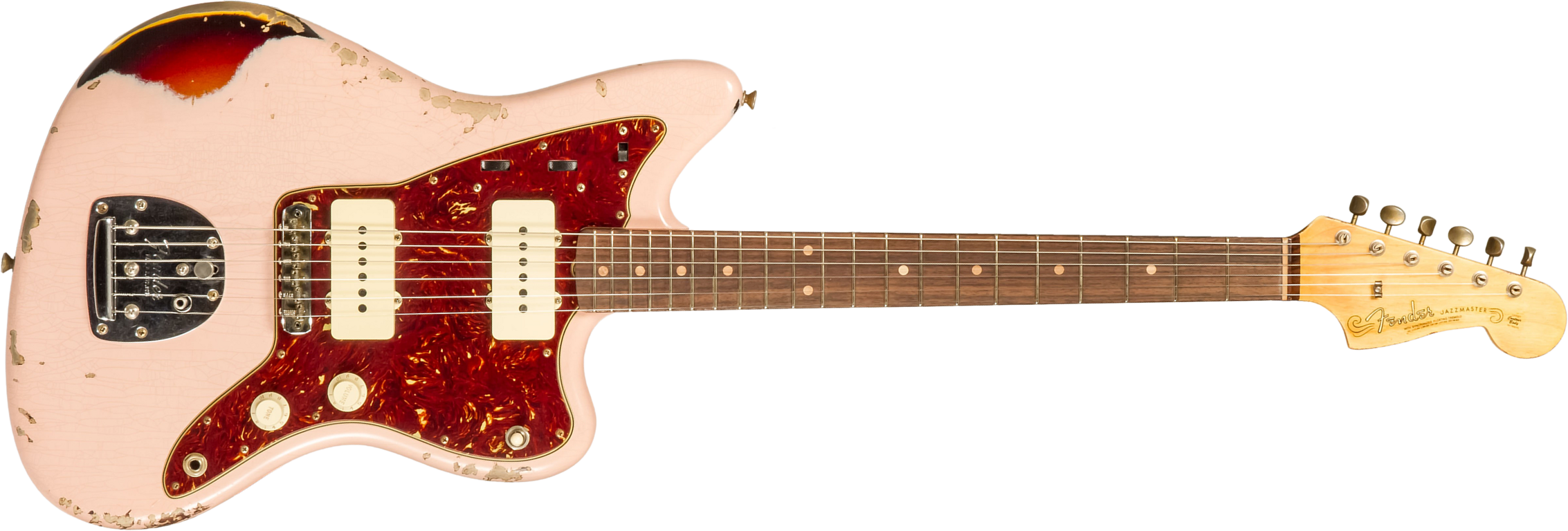 Fender Custom Shop Jazzmaster 1962 2s Trem Rw #r132659 - Heavy Relic Shell Pink O. 3-color Sunburst - Guitare Électrique RÉtro Rock - Main picture